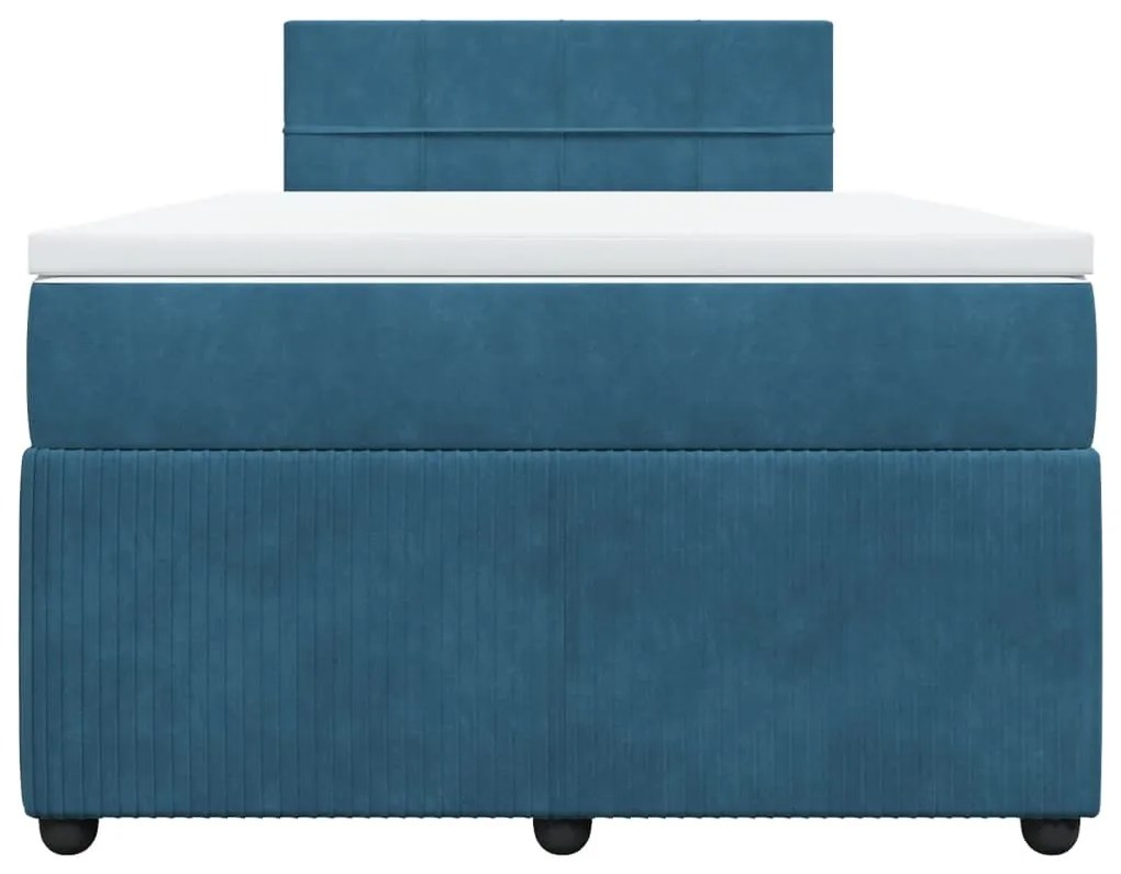 Giroletto a molle con materasso blu 120x200 cm in velluto