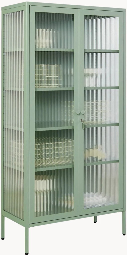 Vetrina in metallo con vetro scanalato The Collector