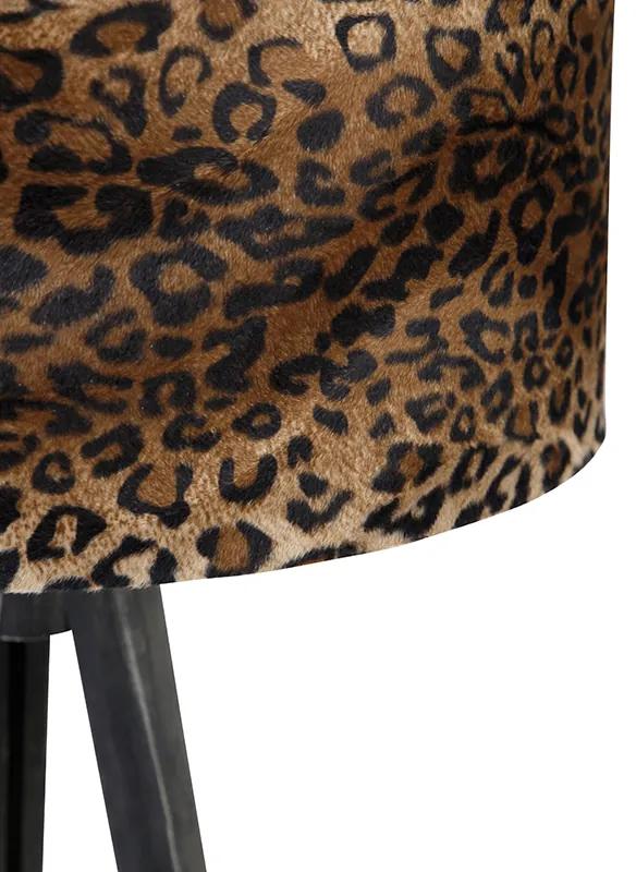 Lampada da terra treppiede nero con paralume leopardo 50 cm - Tripod Classic