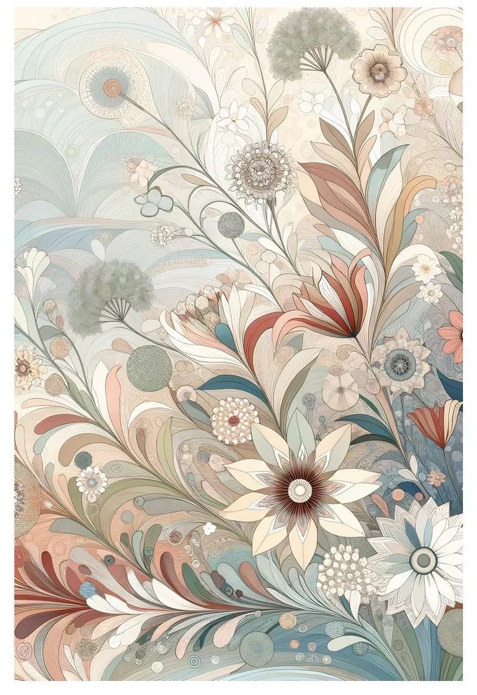 Quadro su tela – Fiori eleganti con linee sottili