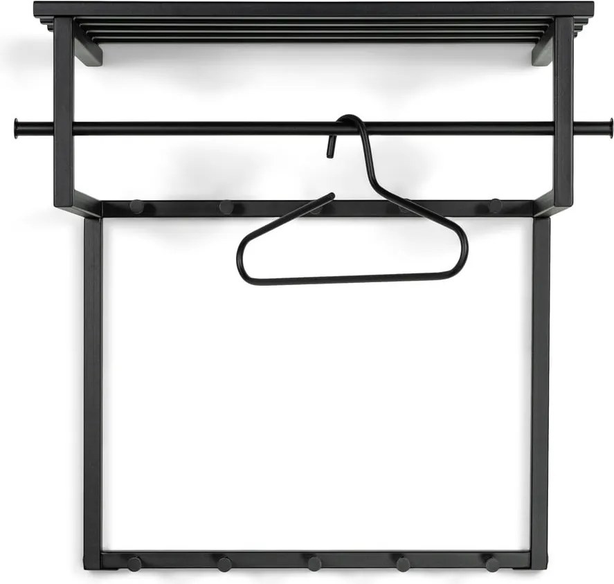 Attaccapanni da parete nero in metallo con scaffale 76 cm Rizzoli – Spinder Design