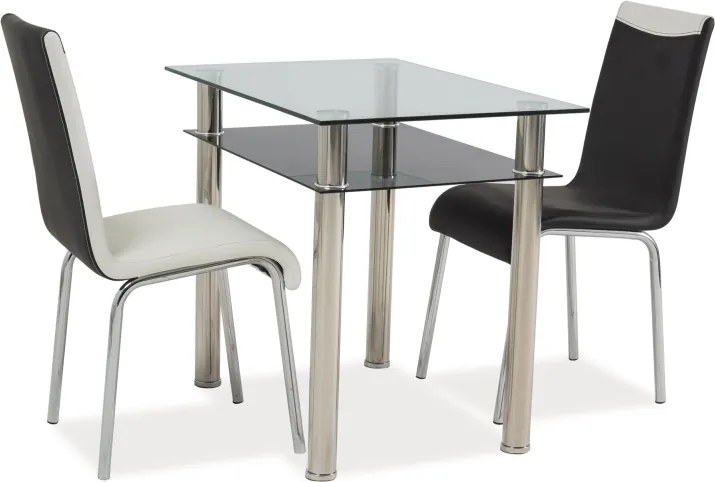 Tavolo Madras in vetro temperato e metallo cromato – 90x60x75 cm