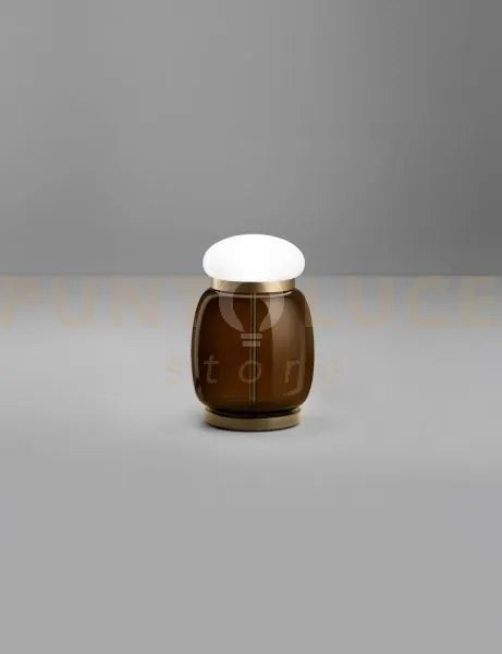 Faro lampada da tavolo s terra bruciata bianco montatura ottone ver...