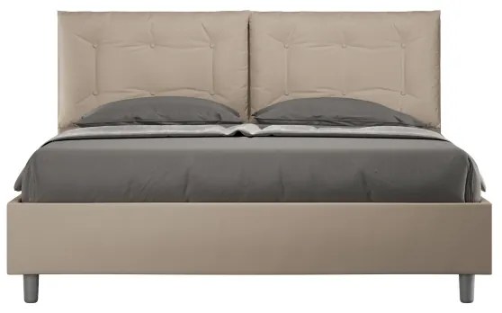 Letto matrimoniale senza rete imbottito 160x210 similpelle tortora Annalisa