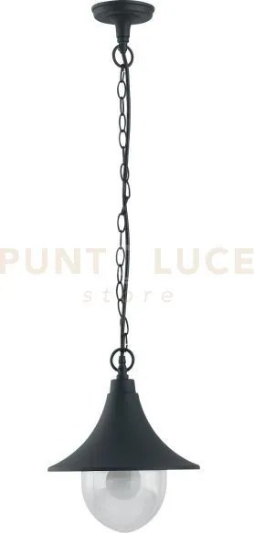 Sospensione pavia neroa 1 luce attacco e27 ip44 26x98cm in alluminio