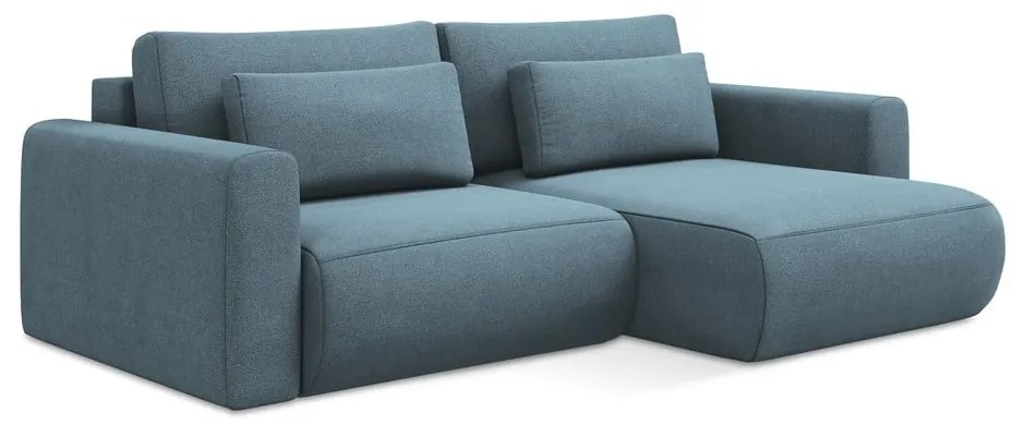 Divano angolare azzurro allungabile/con contenitore (con penisola a destra/con chaise lounge) Kapua – Makamii