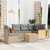 Set Divano da Giardino 6 pz con Cuscini Beige in Polyrattan 3227662