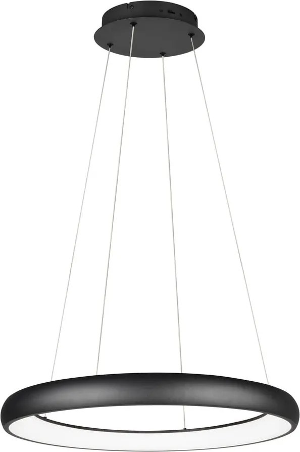 Lampadario nero opaco a LED dimmerabile con paralume in metallo ø 75 cm Cardona - Trio