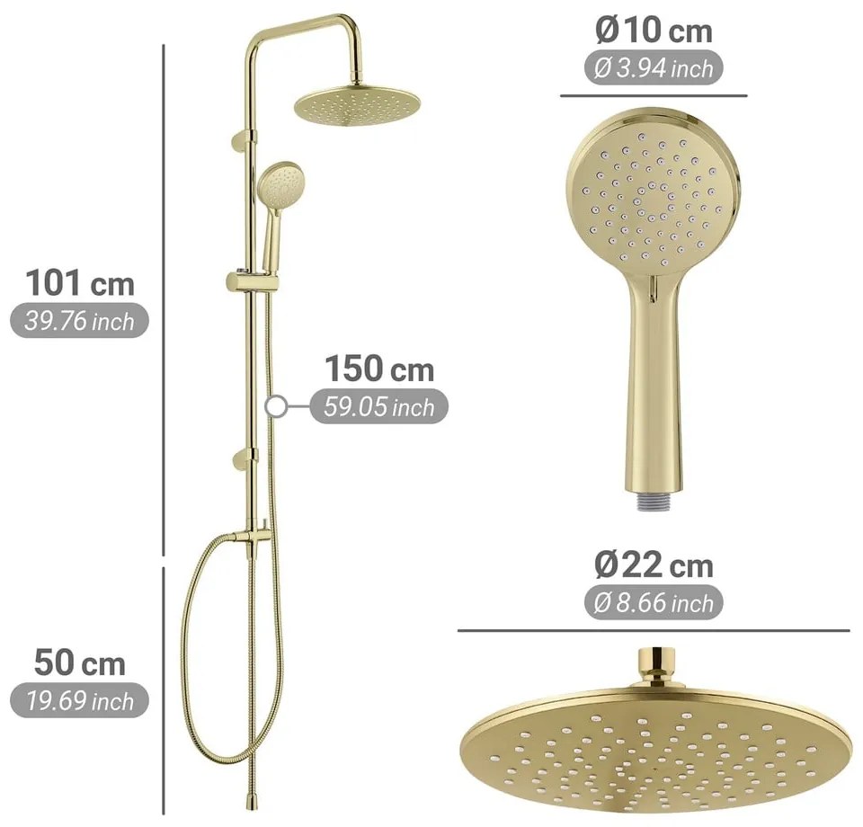 Set per doccia oro opaco in acciaio inox 101 cm Young Line – Wenko