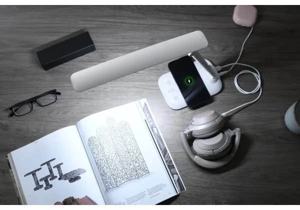 Immax 09107L - Lampada da tavolo LED dimmerabile con ricarica wireless QI LUMI LED/7W/230V bianco