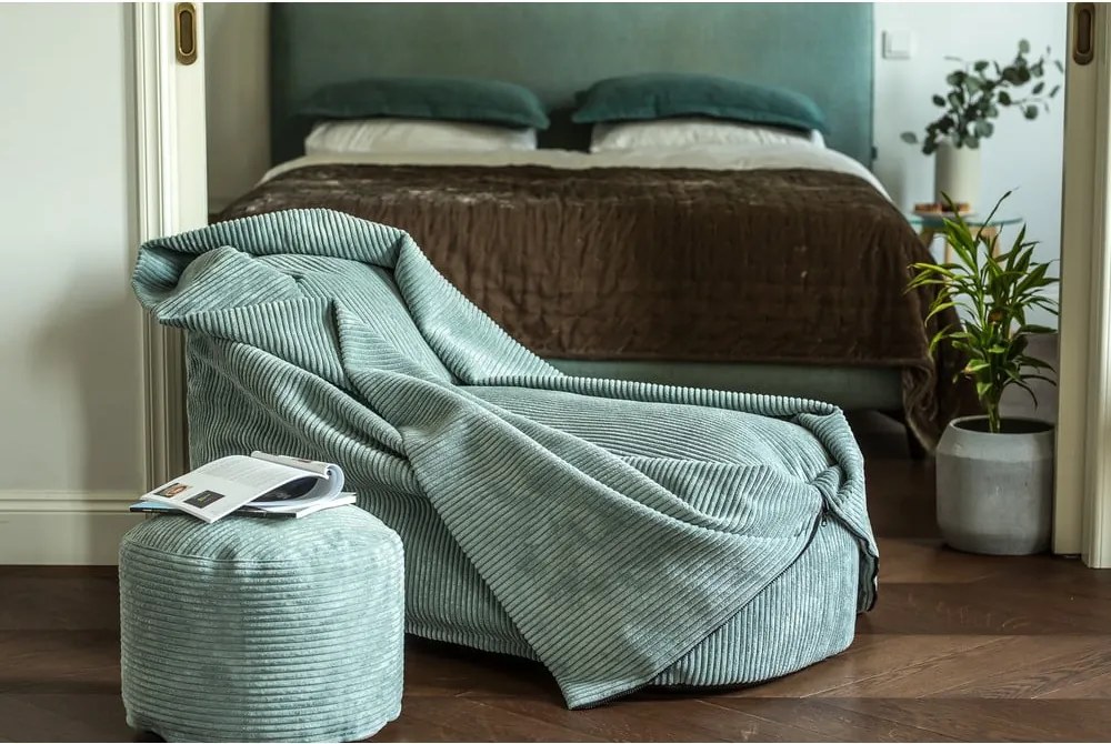 Pouf a sacco per bambini color senape con rivestimento in velluto a coste Cocoon 80 – SLOWDOWN