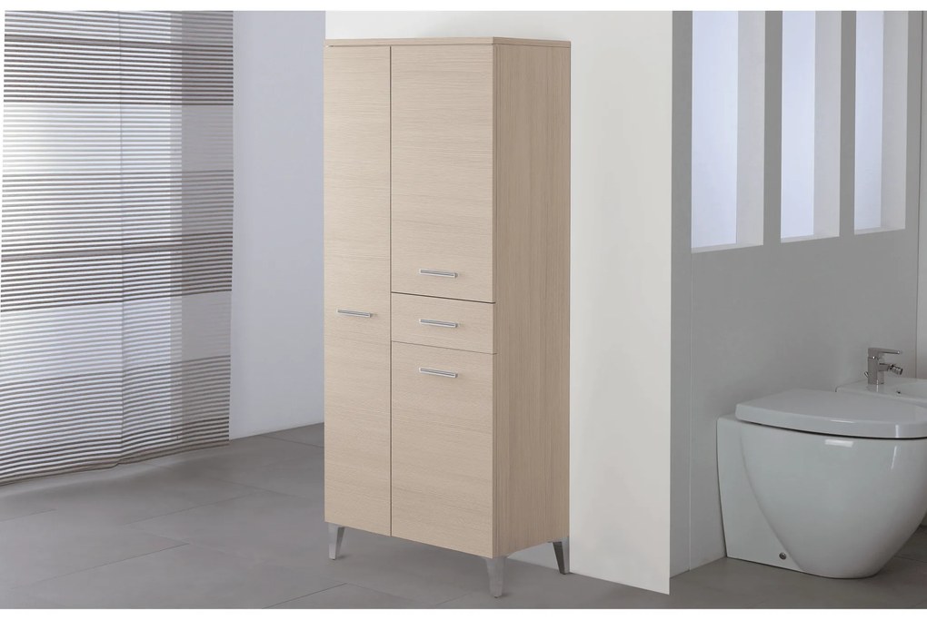 Colonna Portasciugamani a Terra 154 Cm Tre Ante Un Cassetto Feridras "Stella" Larice