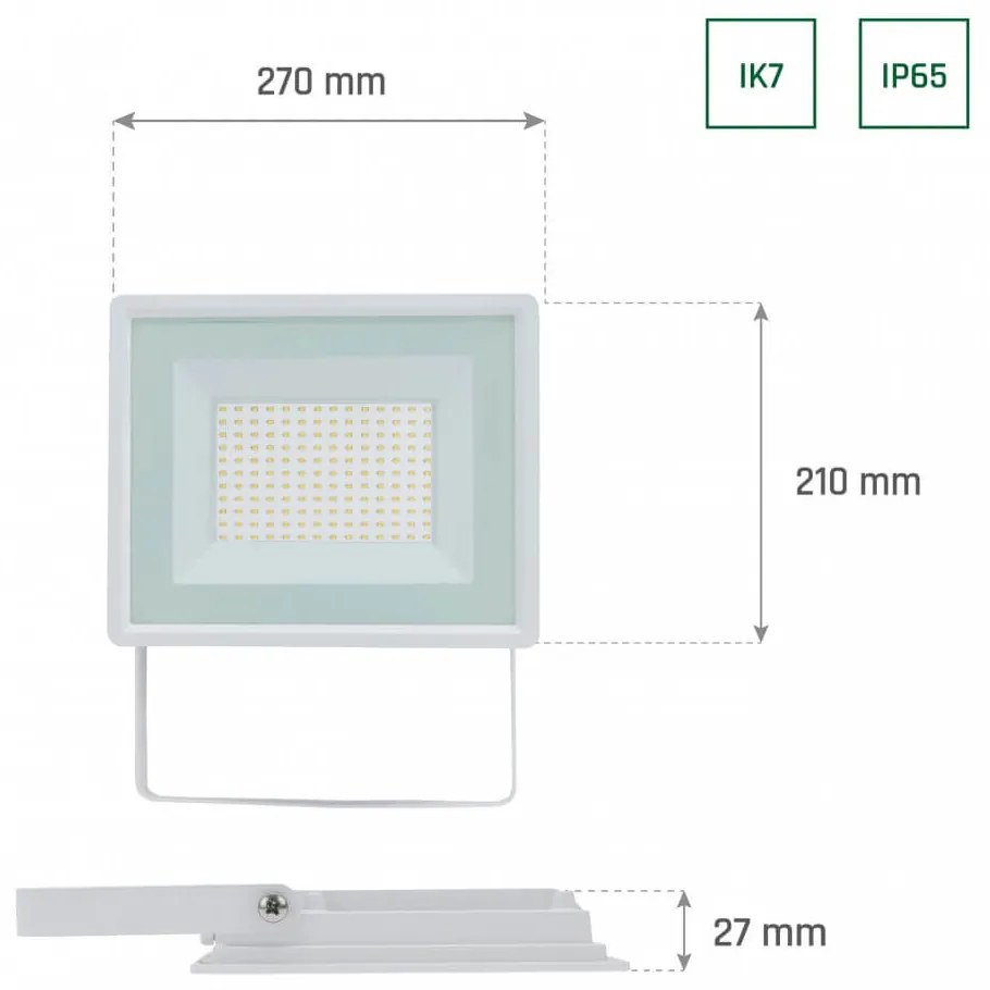 Proiettore 100W, IK7, IP65 B. NATURALE Colore Bianco Naturale 4.000K
