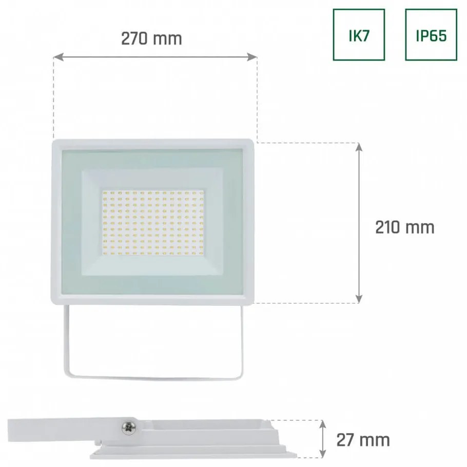 Proiettore 100W, IK7, IP65 B. NATURALE Colore  Bianco Naturale 4.000K