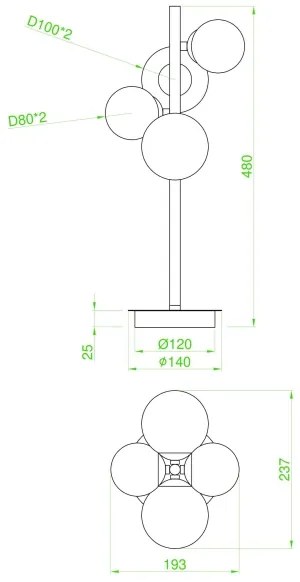 Wofi 8014.04.24.9000 - Lampada da tavolo LED 4xG9/3W/230V nero