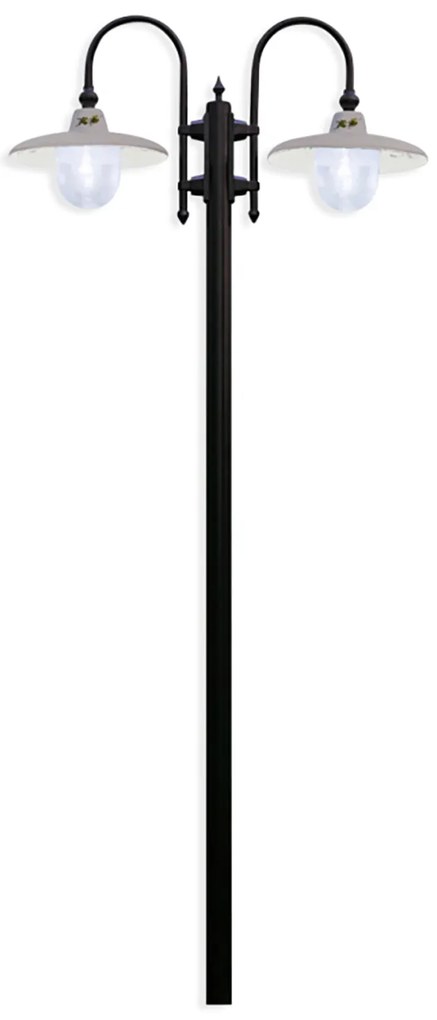 Palo Esterno Classico Campobasso Metallo E Ceramica Nero Sfumato Rame 2 Luci E27