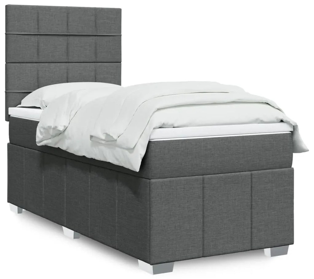 Giroletto A Molle Con Materasso Grigio Scuro 90x190 Cm Tessuto /