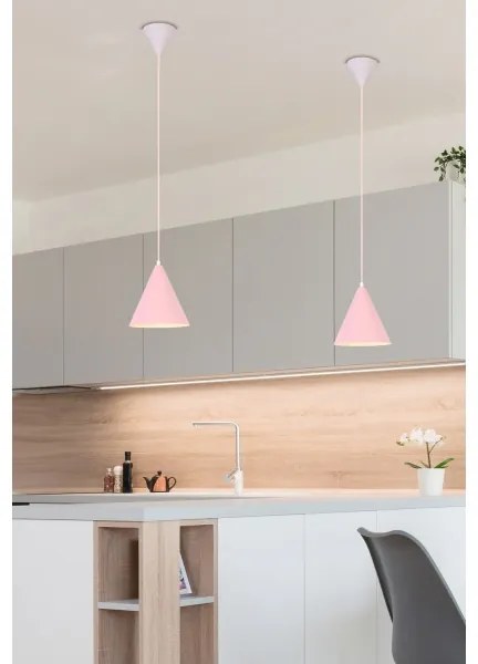 Lampadario a sospensione con filo VOSS 1xE27/40W/230V rosa/bianco