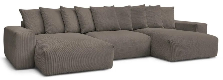 Divano angolare grigio/marrone con rivestimento in velluto a coste Voltaire – Bobochic Paris