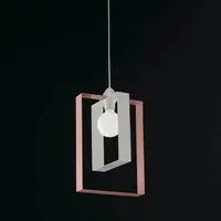 Lampadario a sospensione bianco rosa con rettangoli Duplo Bonetti