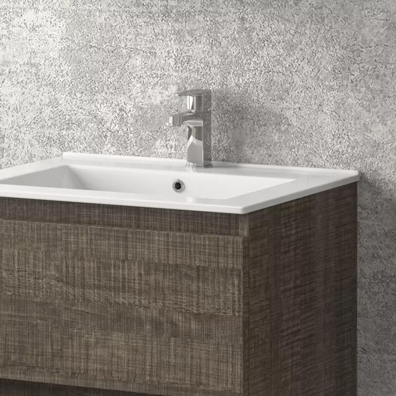 Mobile bagno a terra 60 cm con lavabo e 2 cassetti scorrevoli TOD-60LP - KAMALU