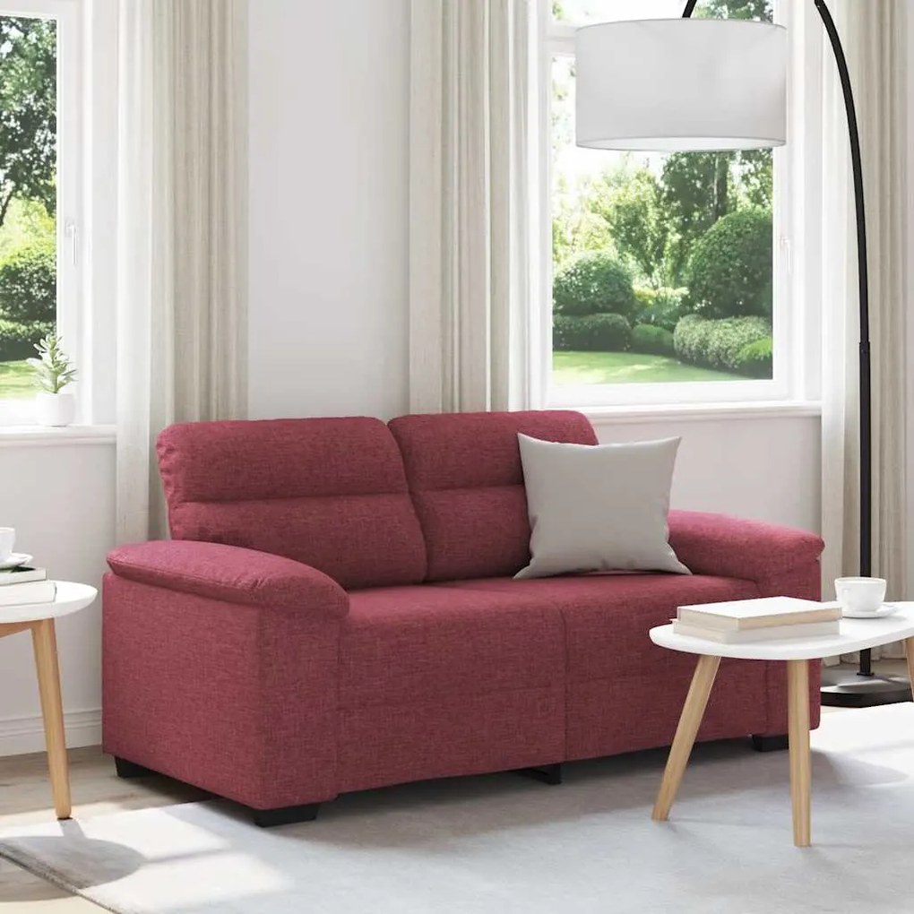 Divano A 2 Posti Rosso Vino 120 Cm İn Tessuto /