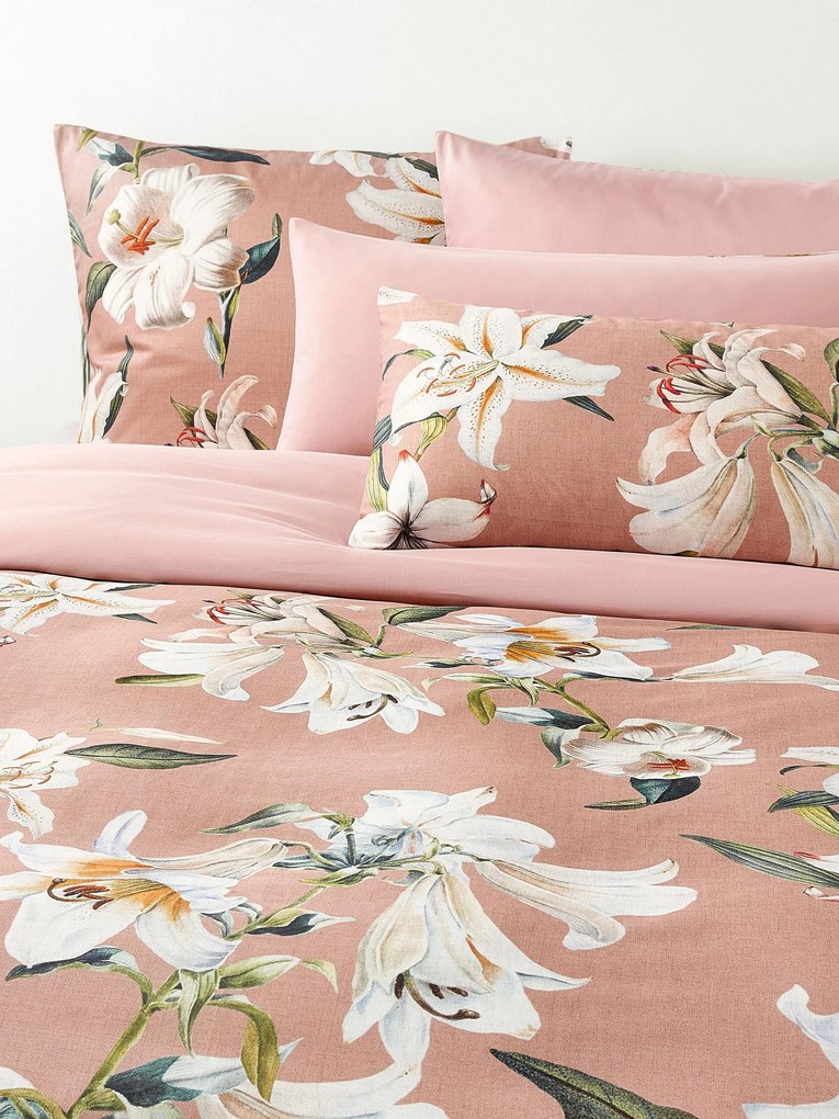 Copripiumino in raso di cotone con stampa floreale Flori