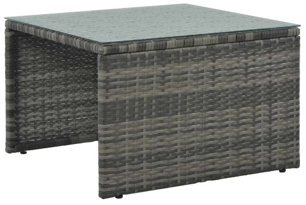 Set Divani da Giardino 3 pz con Cuscini in Polyrattan Grigio