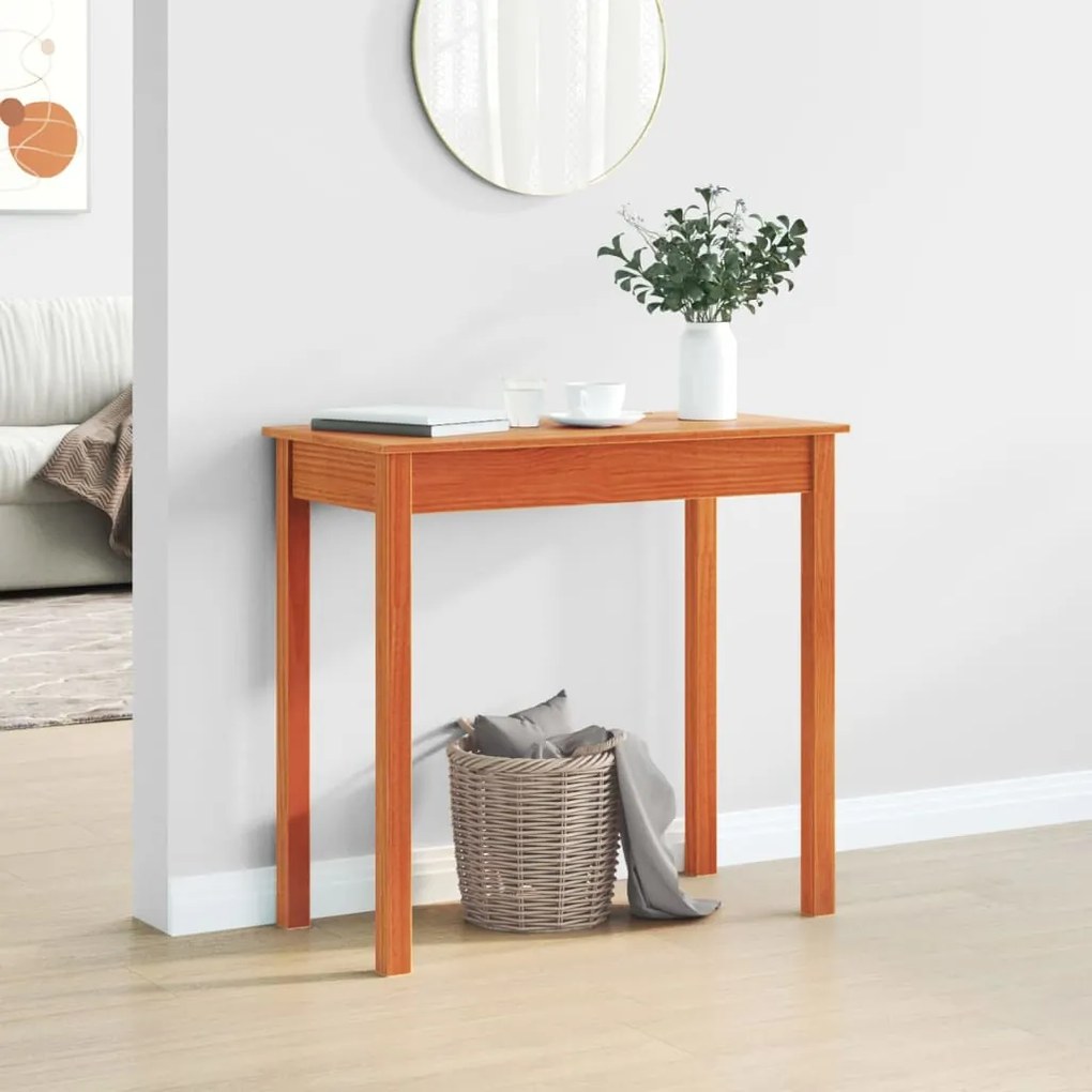 Tavolo consolle marrone cera 80x40x75cm legno massello di pino