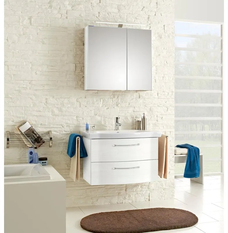 Mobile sottolavabo e lavabo Solitaire rovere bianco L 85 x H 49 x P 42.7 cm