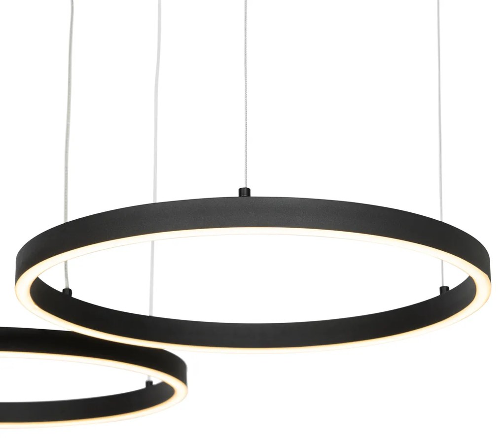 Lampada a sospensione nera con LED dimmerabile a 3 livelli 3 luci - Anello