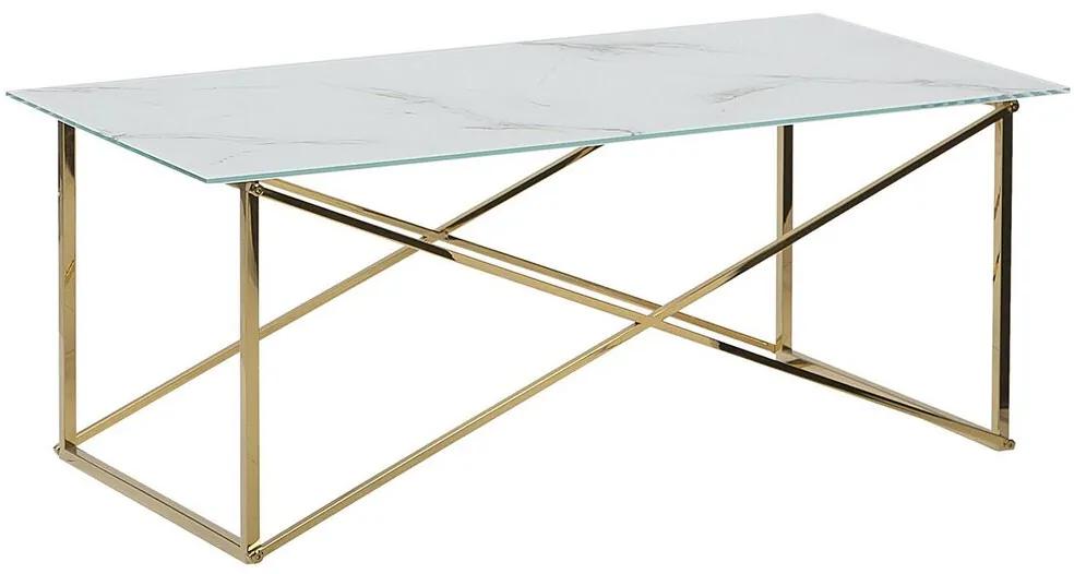 Tavolino da caffè effetto marmo oro e bianco 100 x 50 cm EMPORIA Beliani