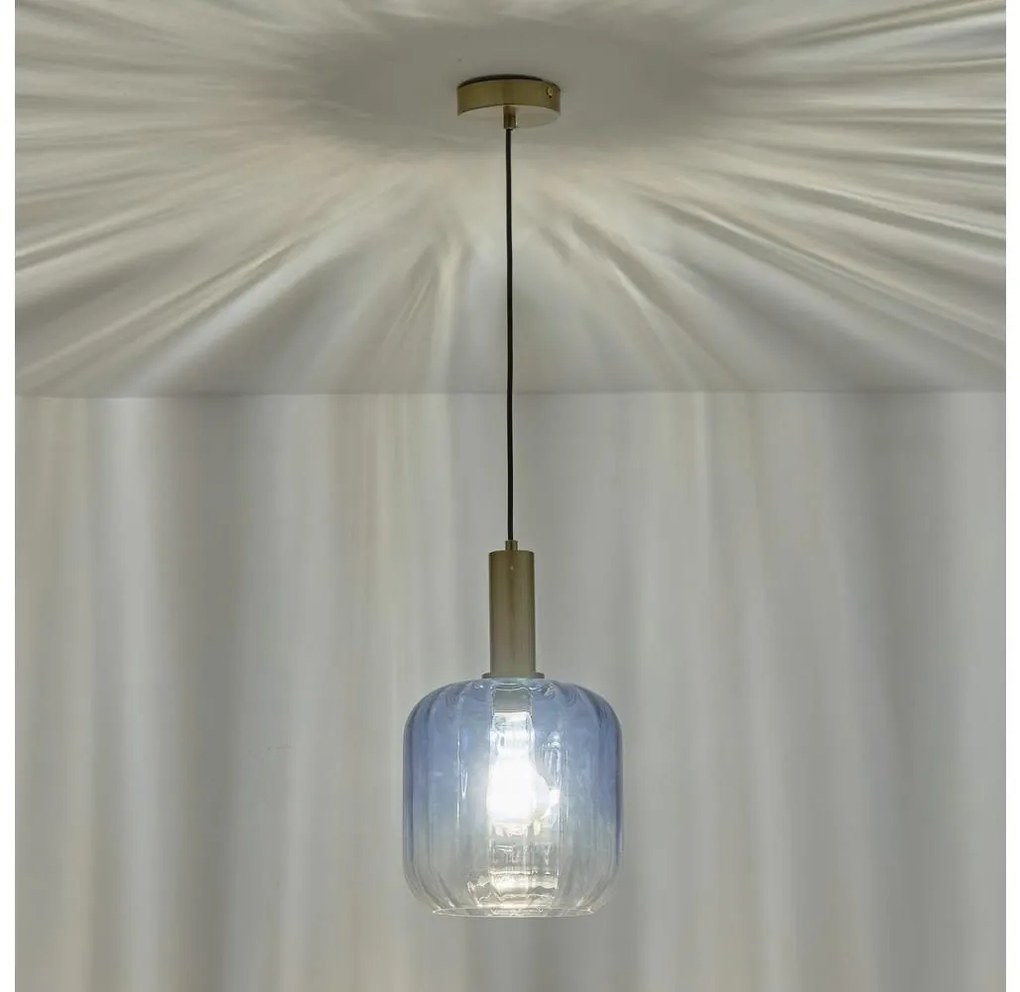 Lampadario a sospensione con filo 1xE27/15W/230V blu/fumé diametro 20 cm