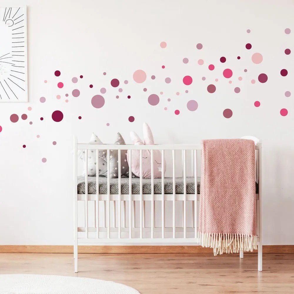 Set di 100 adesivi murali rosa Adesivi rotondi - Ambiance