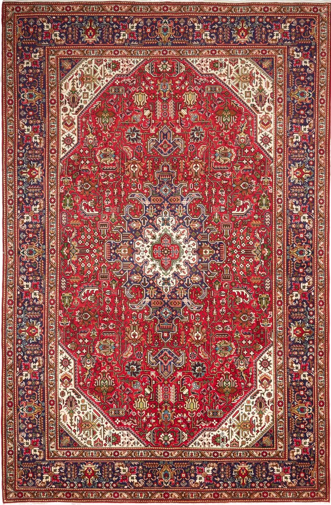 Tabriz Tappeto 300 x 200 Blu (Iran) Annodato A Mano