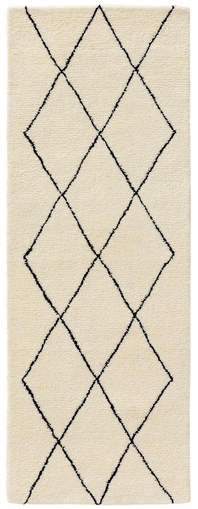 benuta Pure Tappeto passatoia in lana Berber Crema 80x250 cm - Tappeto fibra naturale