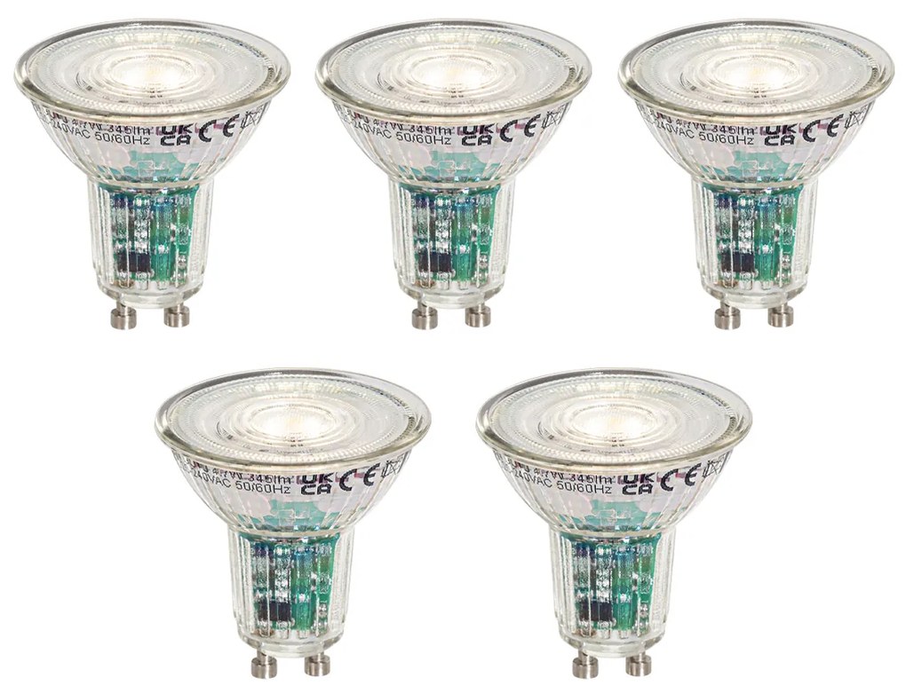 Set di 5 lampadine LED Smart GU10 50mm trasparenti 4,7W 345 lm 2200-4000K
