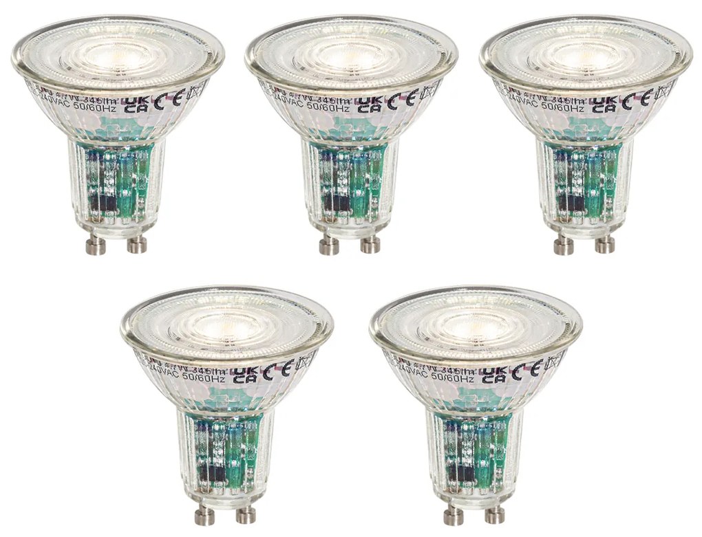 Set di 5 Lampadine LED Smart GU10 da 50mm Trasparenti 4.7W 345 lm 2200-4000K