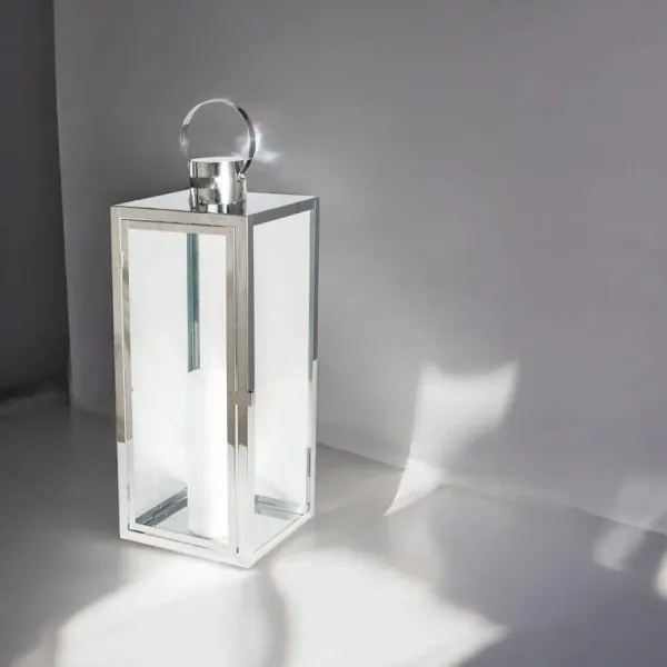 Lanterna decorativa 63 cm in cromo lucido