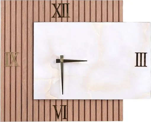 Orologio a muro 72x58 cm cannetato noce e marmo