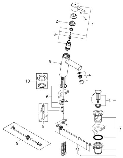 GROHE 23450001 - Miscelatore lavabo CONCETTO M, cromo lucido