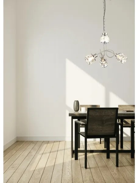 Globo 54356-3H - Lampadario a catena KRIS 3xE14/40W/230V + LED/5W