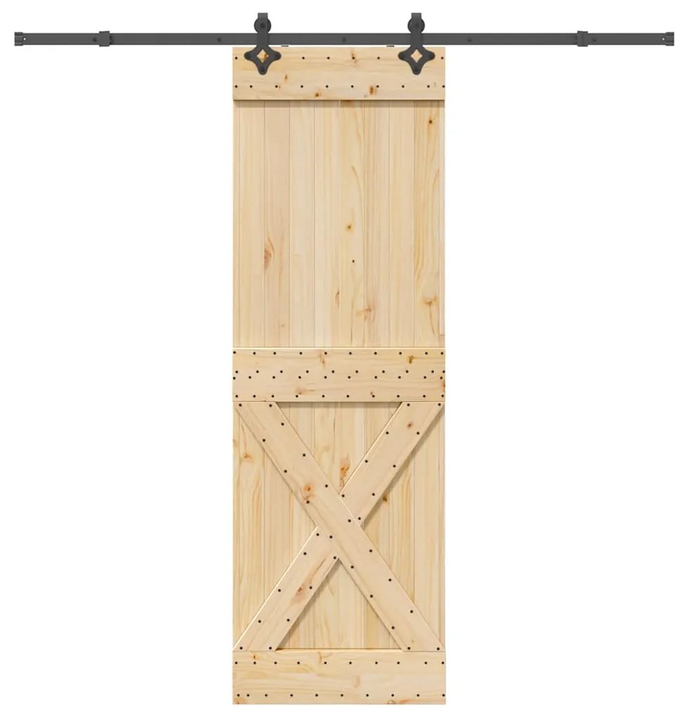 Porta Scorrevole Con Set Hardware 70x210 Cm Legno Massello Pino /