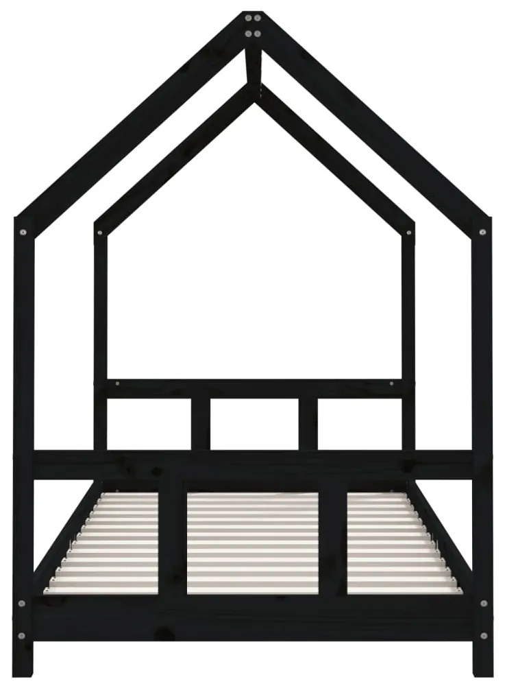 Giroletto per bambini nero 90x190 cm in legno massello di pino