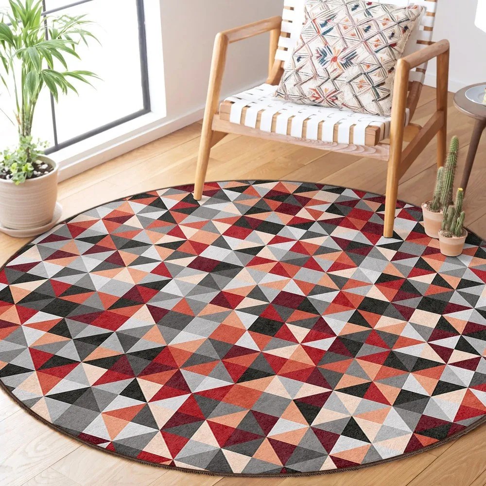 Tappeto rotondo rosso/grigio lavabile ø 120 cm Ignite – Mila Home