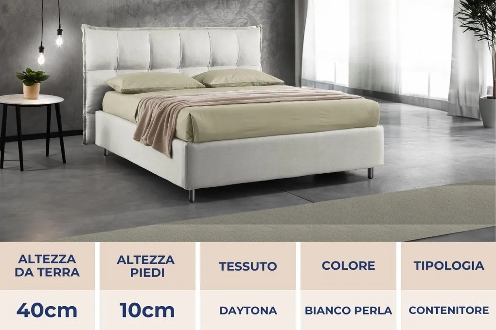 Letto contenitore Ginevra Bianco Microfibra 80x190 - Singolo