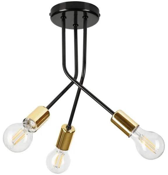 Lampadario a sospensione con supporto rigido PRIYA 3xE27/15W/230V nero