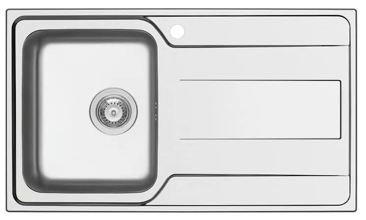 Lavello integrato 1 vasca con gocciolatoio a destra DELINIA Basalt inox L 50 x L 86 cm argento