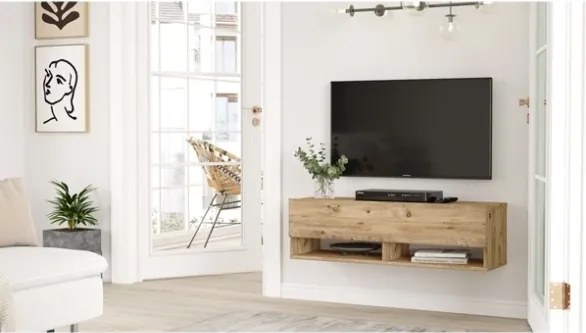 Mobile Tv Sospeso 100x32x30 Effetto Legno Rovere Evolution