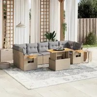 Set Divano da Giardino 8 pz con Cuscini Beige in Polyrattan 3271668